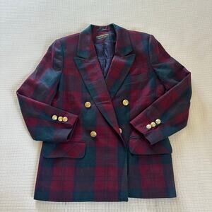 Vintage Giorgio Sant’Angelo Collectible Holiday Plaid Women Blazer Size 6